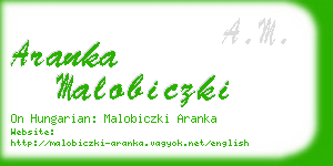 aranka malobiczki business card